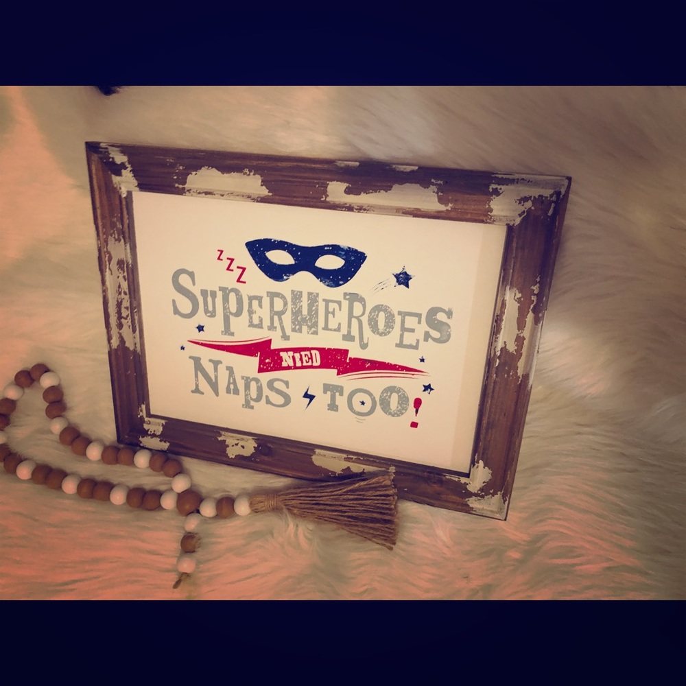 Boy room sign heroes need naps